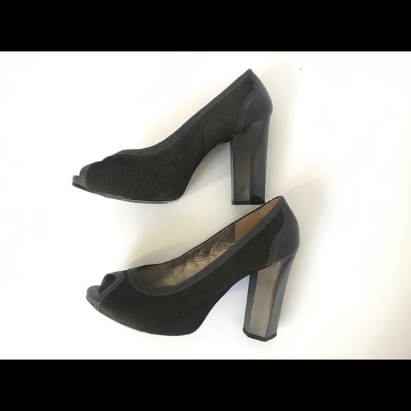 Diane Von Furstenberg Green Ponyhair Heels Size 9M - Picture 2 of 8